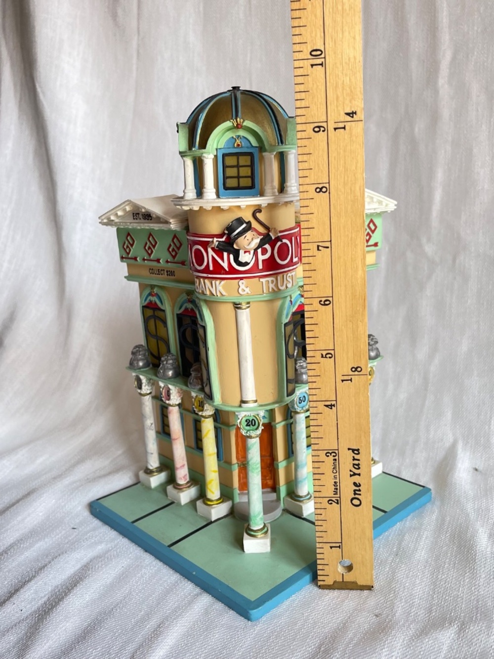 Monopoly Bank & Trust Decorative Building Figurine - Pastel Yellow, Mint, Coral - Picture 12 of 16